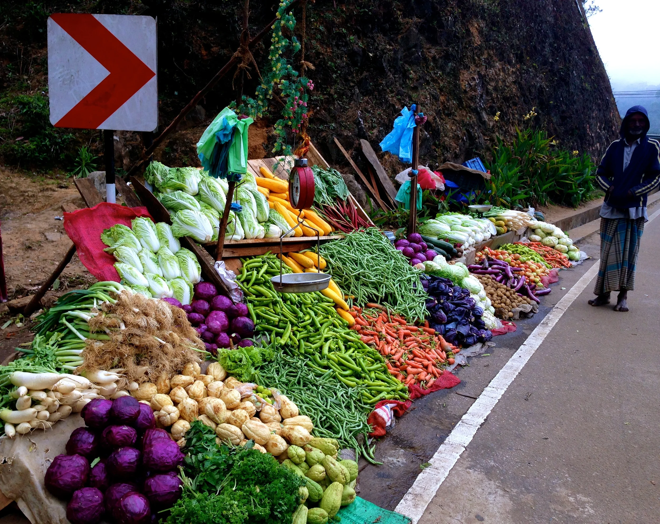 Rainbow of veggies on the road to Kandy