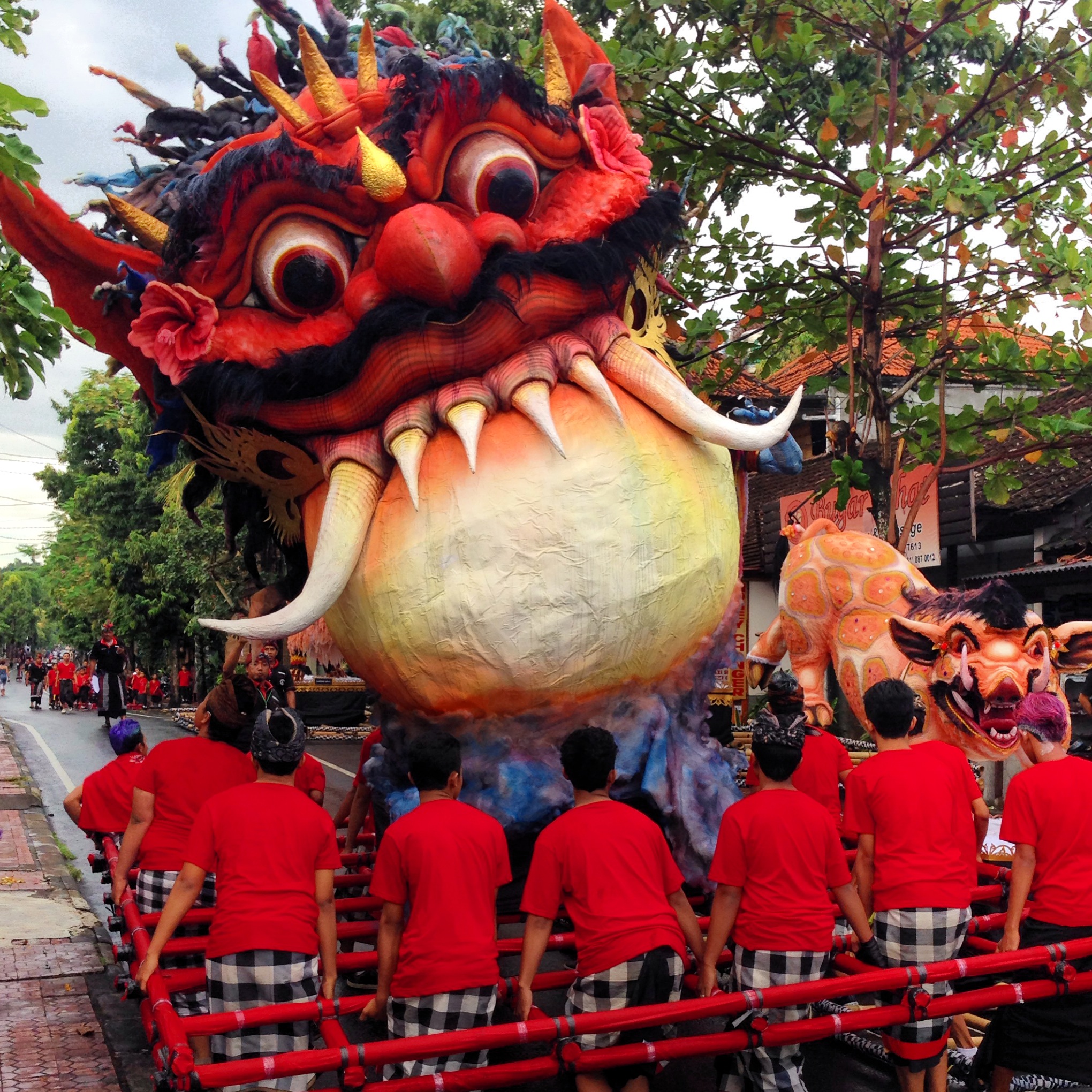 One of the crazy paper machete puppets (meant to ward off evil spirits) 