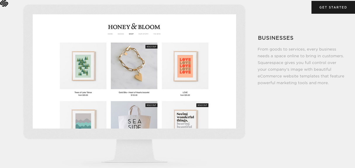   Home page of  Squarespace  - a popular website building or content management system   