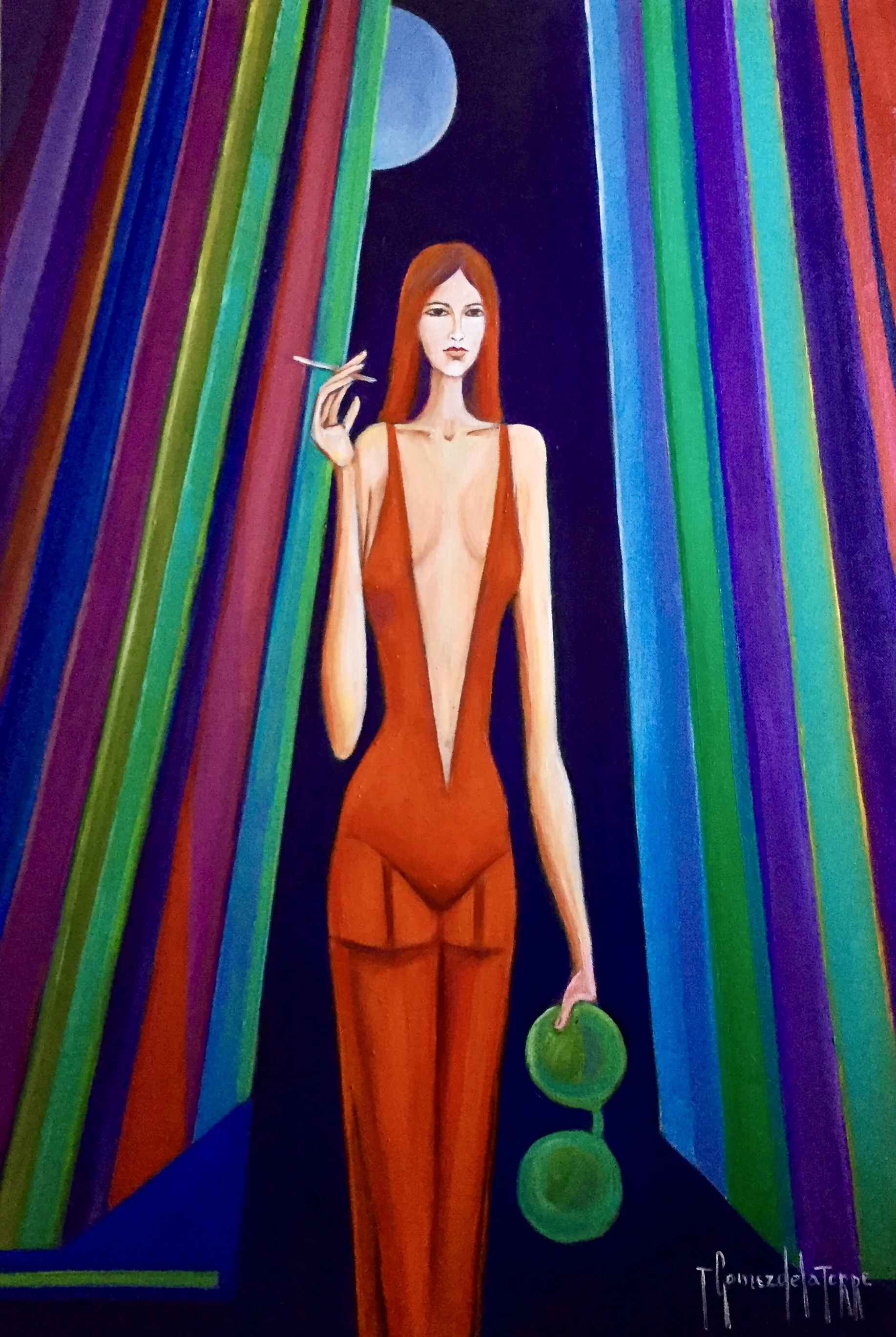 Woman in red dress
