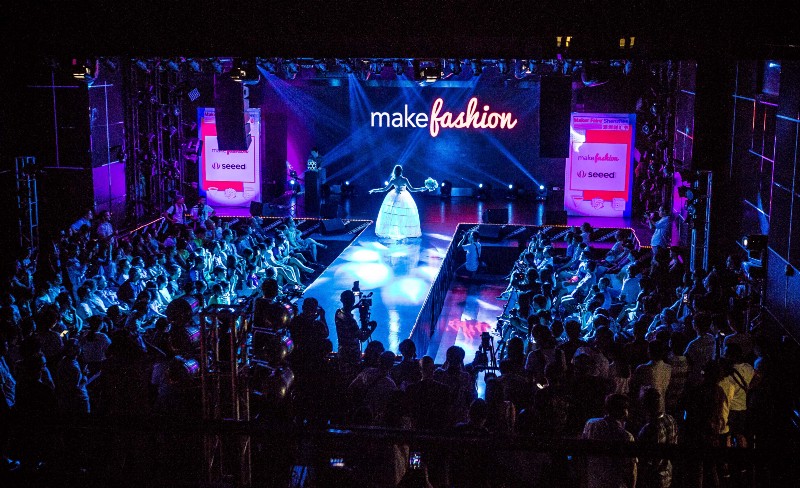 My dress from the MakeFashion show in Calgary on the runway in Shenzhen. Photo credit (MAKE)