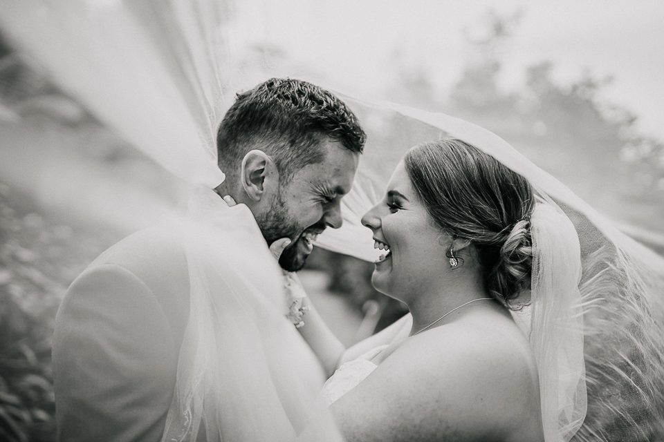 Wrapped in a little family history - Karl + Joanna, wrapped in Joanna's great Grandmothers veil, those real feels!