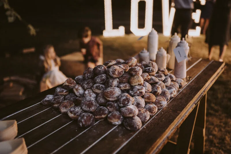 Don’t want or like cake - don’t have one, its your wedding day and you can do whatever you like. Just like Rebecca and Aaron, who went with a table load of delish donuts from the babes at  Crafted and Co.