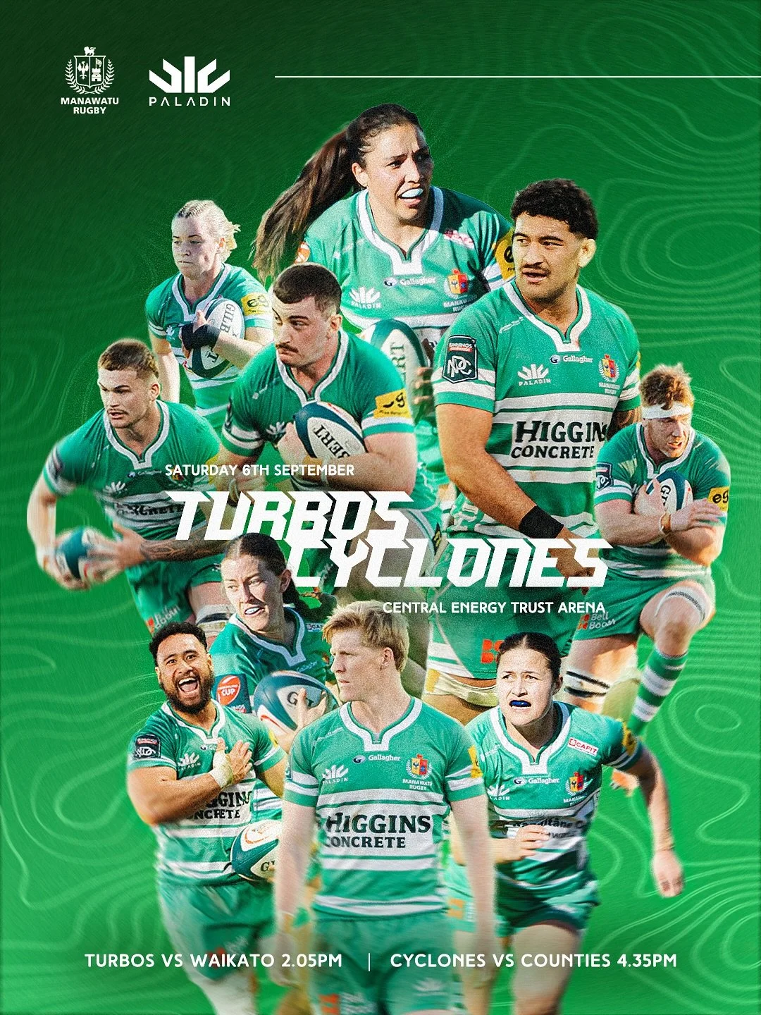 One more sleep, double header weekend 💚🤍@manawaturugby 
Turbos vs @waikatorugby 2.05pm
Cyclones vs @countiesrugby 4.35pm
@bunningsnpc @paladinsports_nz 

Photo @davidle_nz X @socialle_nz