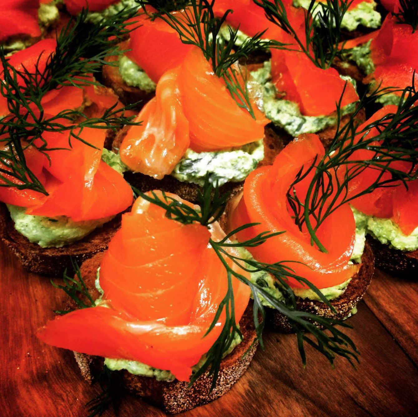 Smoked Salmon Toasts with Chive Creme Fraiche