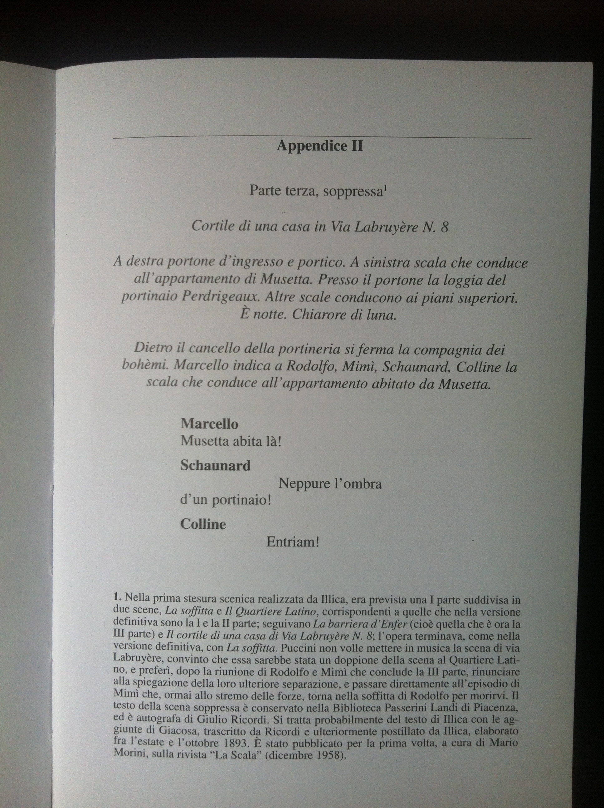 La bohème, libretto appendix, RIcordi, 2001