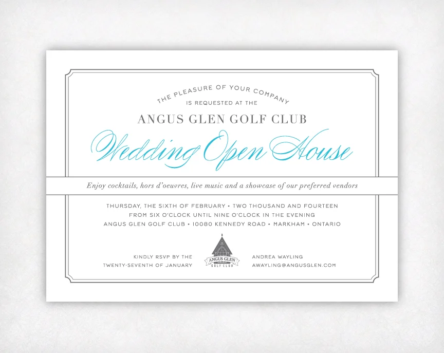 Angus Glen Golf Club Wedding Show Invitation