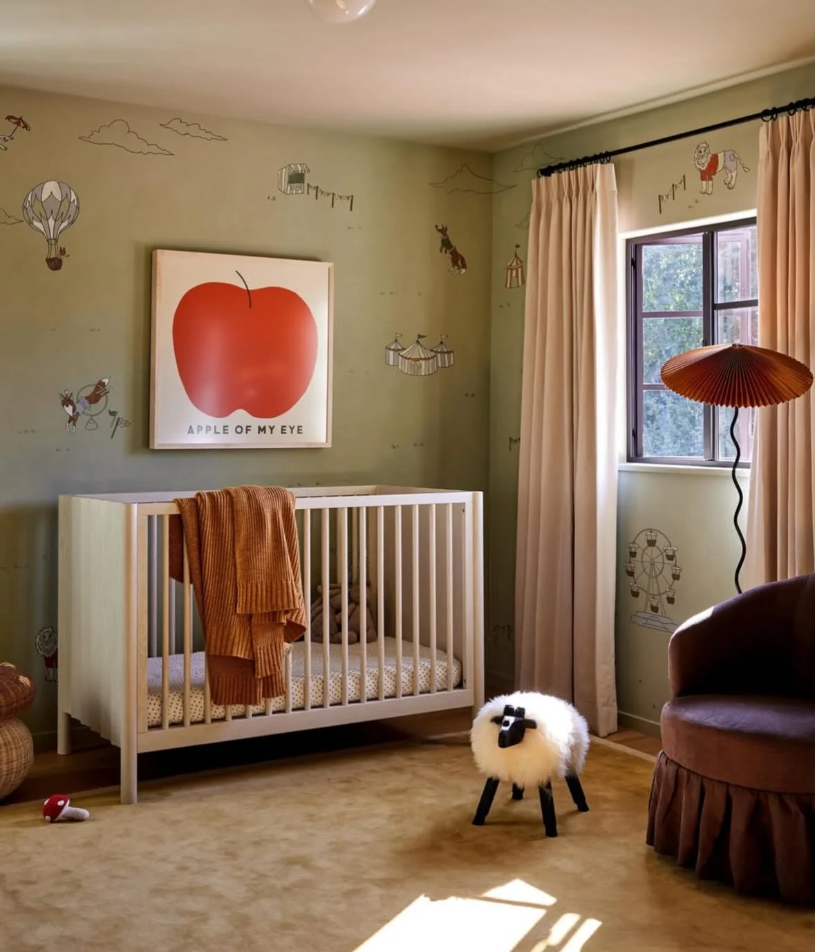 So fun seeing photos of this project! I was commissioned by interior designer @sarahshermansamuel to create custom circus themed illustrations and then hand draw a mural for @mandymooremm and @taylordawesgoldsmith baby nursery! Sarah curated the colo