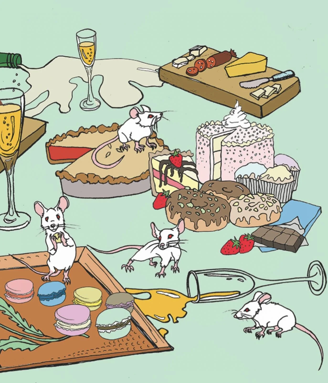 Squeak squeak 🐁 
Feeling inspired by some of my past drawings 🪄✨

#illustration #penandinkdrawing #pie #macaroon #pie #mimosa #cake #donuts #cheeseboard #cheesecake #thanksgiving