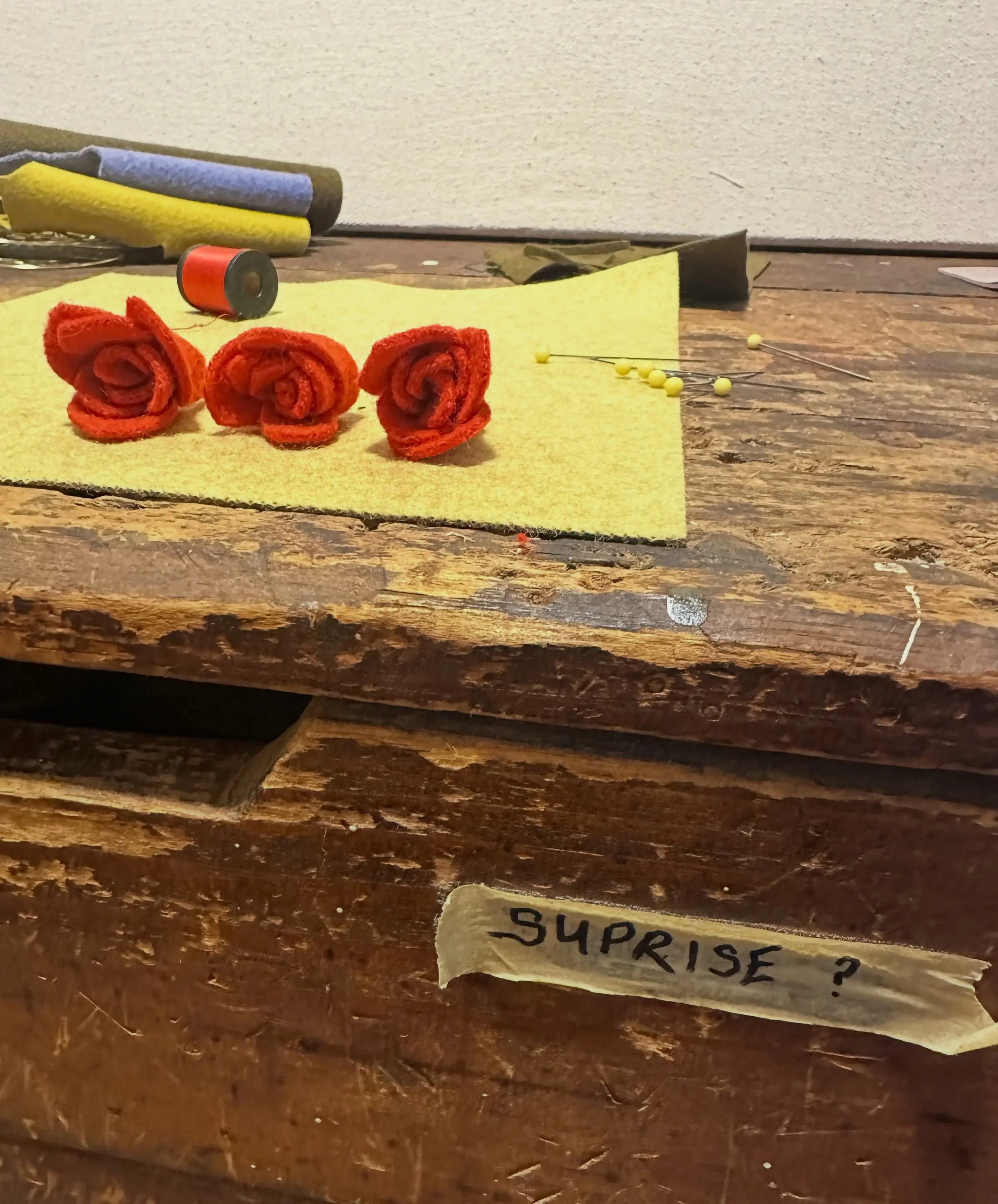 &ldquo;Suprise?&rdquo;
When I bought my house (that only had one owner before me, a couple who bought the house in 1959 right after it was built) it came with a whole woodworkers setup in the basement. A peg wall with every tool you could imagine, be