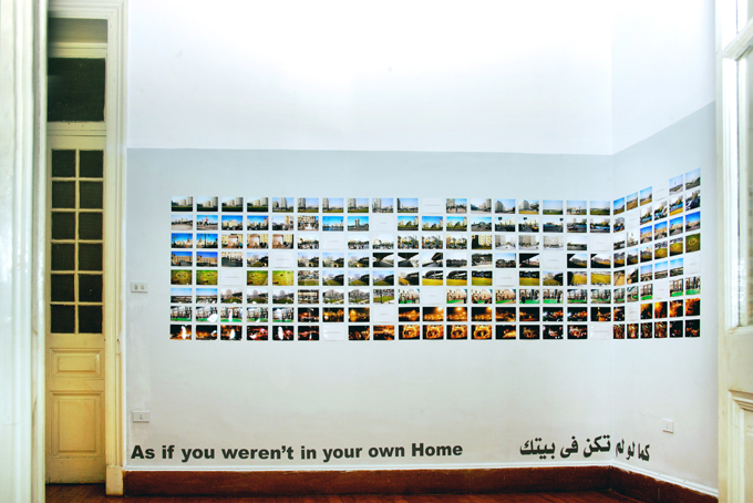 As if you weren't in your own Home, 2008, 176 images and 18 typed-out statements,15 x 10 cm each. Installation view, CiC, Cairo, Egypt. 