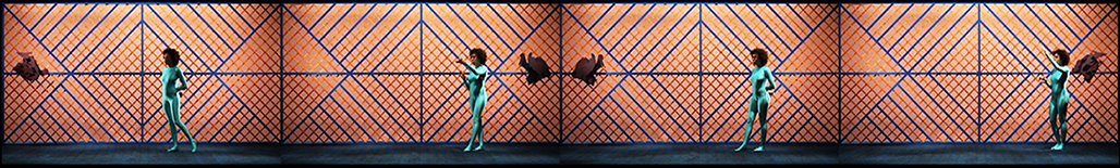   Sequence Four-In Three Movements (From Metamorphoses: The Sequences, 2010-2013), 2013,&nbsp;four-split screen one channel video projection, 8 min. 17 sec.&nbsp;  