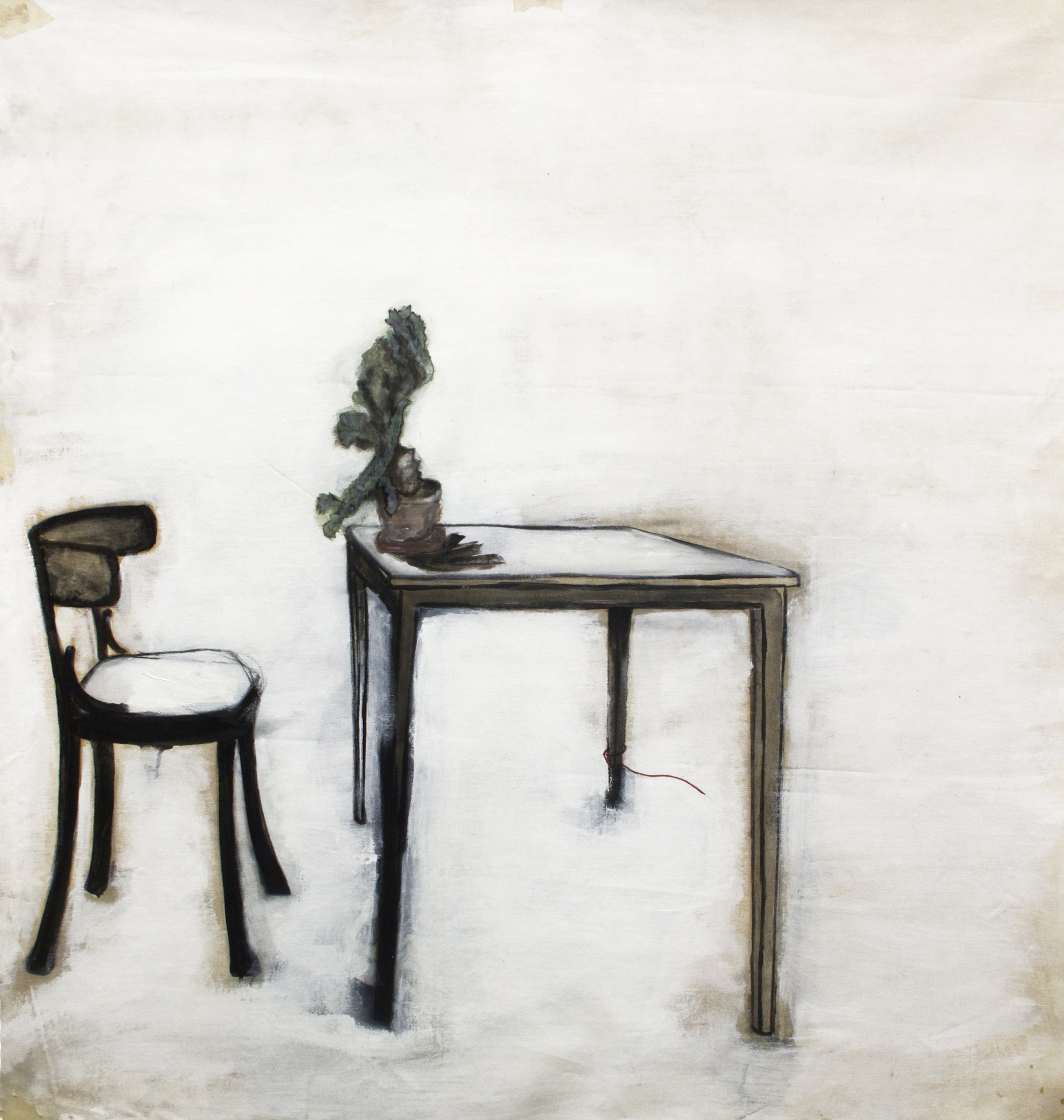 Table, Acrylic paint on canvas, 123 x 126 cm