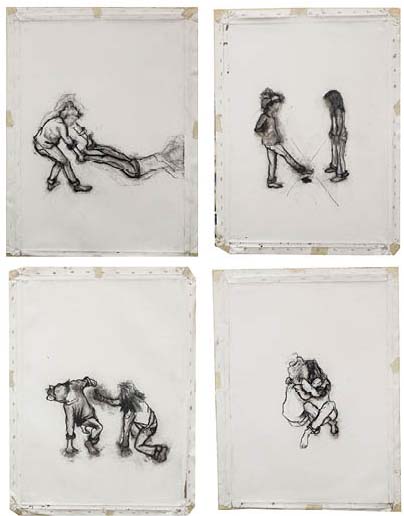 Make room for me, 2014, Charcol on canvas, 60 x 80 cm each