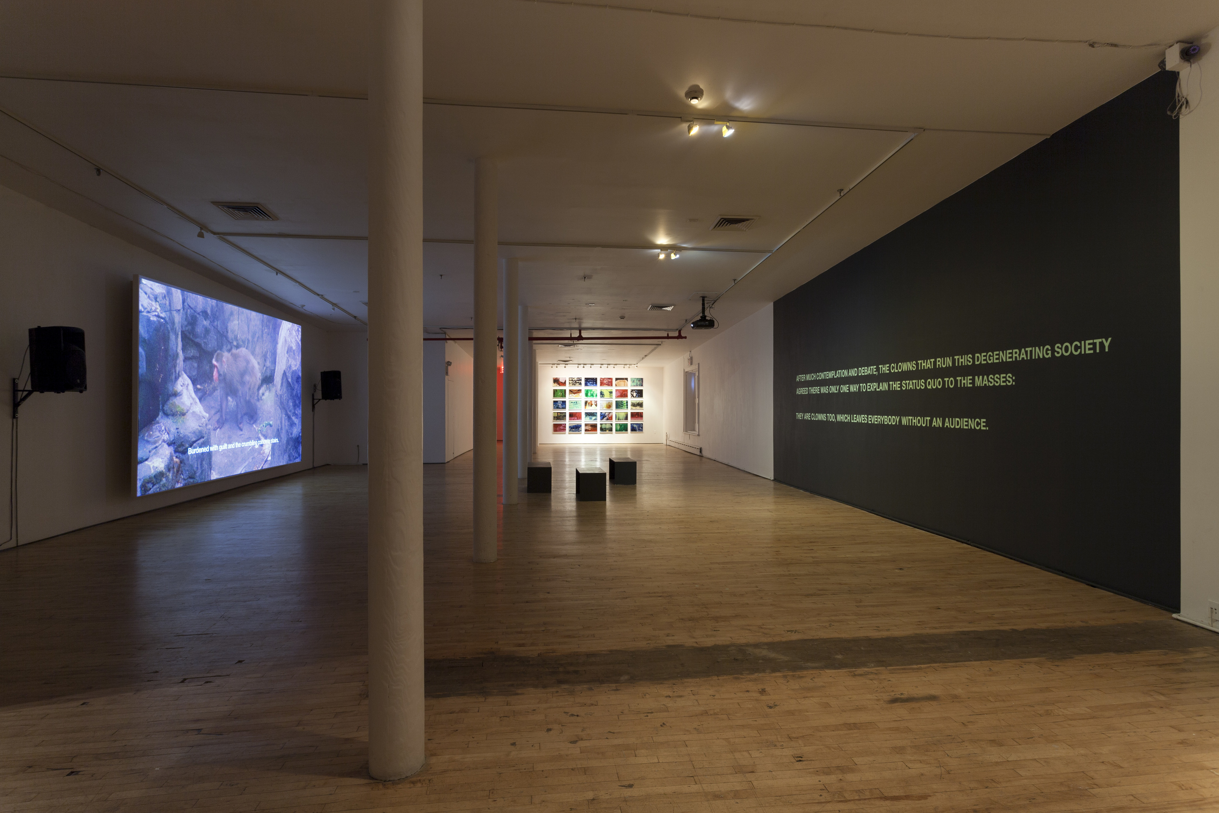The Hollow Desire to Populate Imaginary Cities, 2014, 30 C- Prints from chemically altered slides on metallic paper, 34 x 50 cm each, Edition 3 + 1AP Installation shot of Exhibition at Art in General , NYC, 2014- 2015.