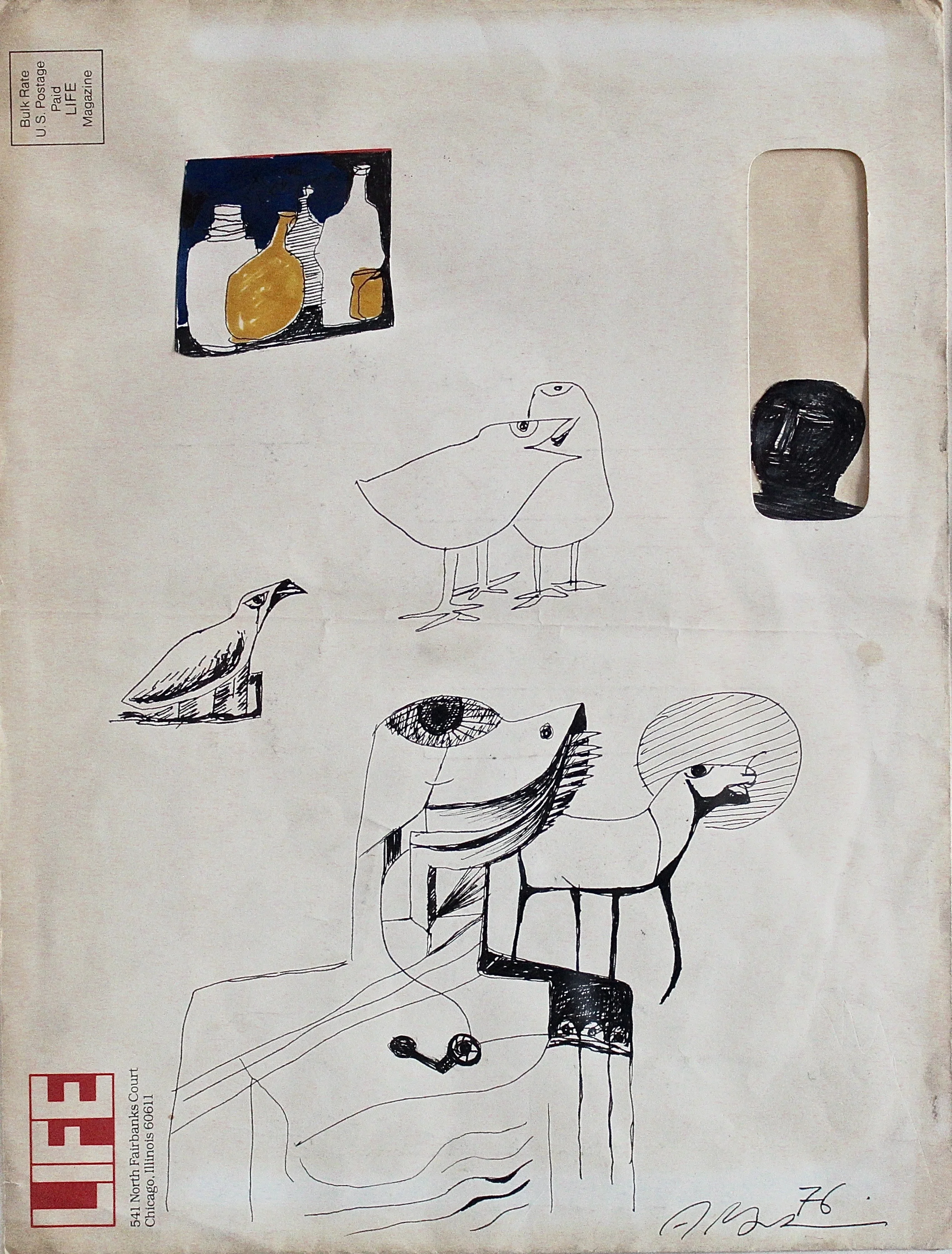 Ahmed Morsi, Untitled, 1976, Mixed media on paper, 23 x 30 cm.