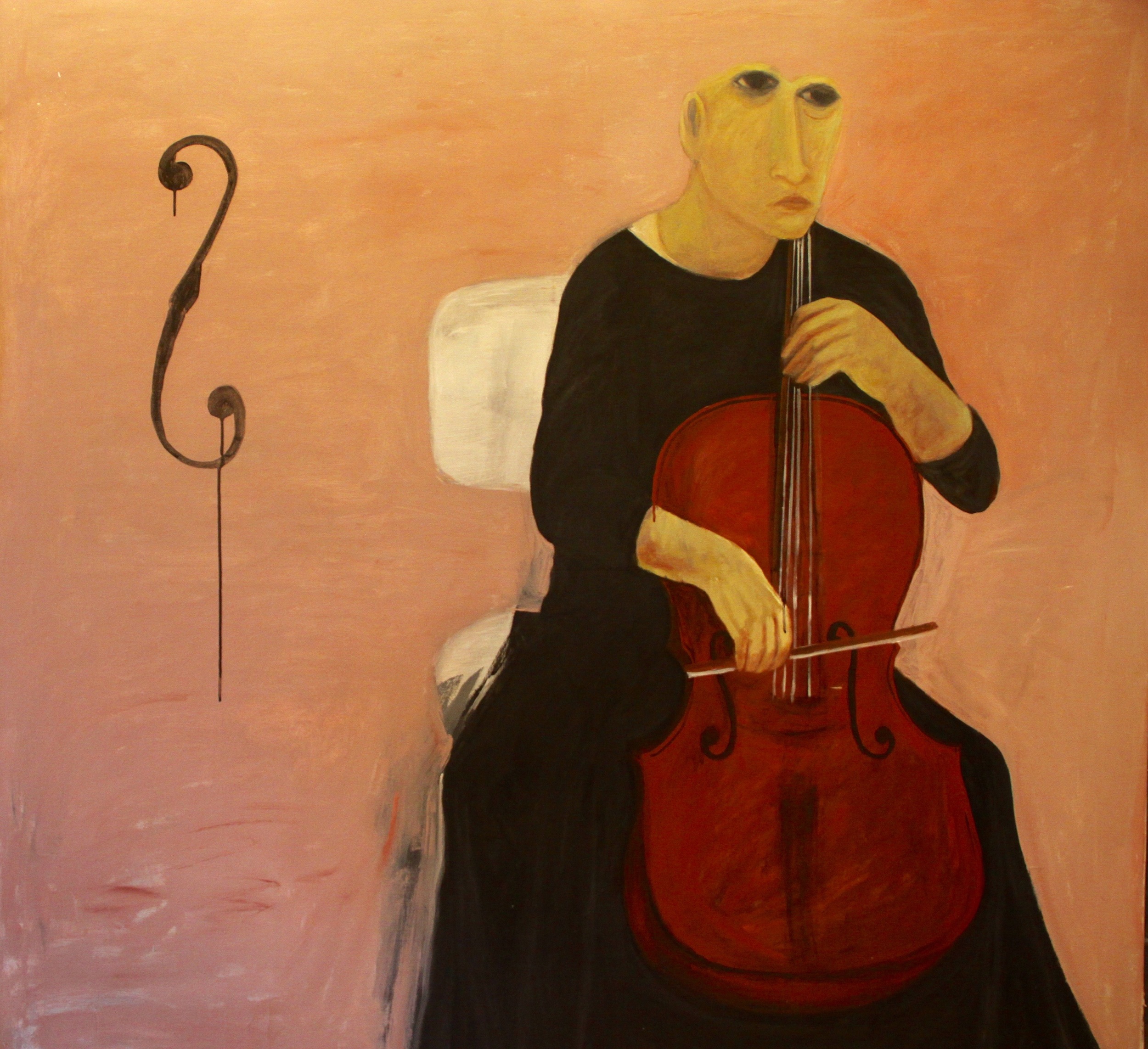  Ahmed Morsi, The Cello Player,&nbsp;2007,&nbsp;Acrylic on canvas,&nbsp;173 x 173 cm.    