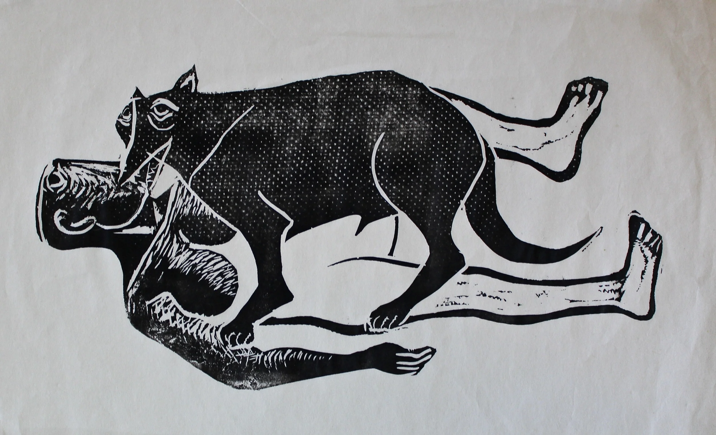 Ahmed Morsi, Beauty and the Beast Series, Linoleum cut, 30 x 46 cm.