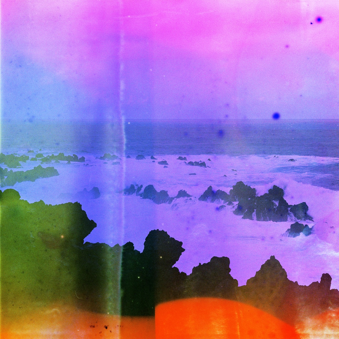  A Portrait of a Landscape of Short-lived Waves with their Dead Magician Cousin, 2014, C-print from a chemically altered negative on metallic paper, 82 x 82 cm 