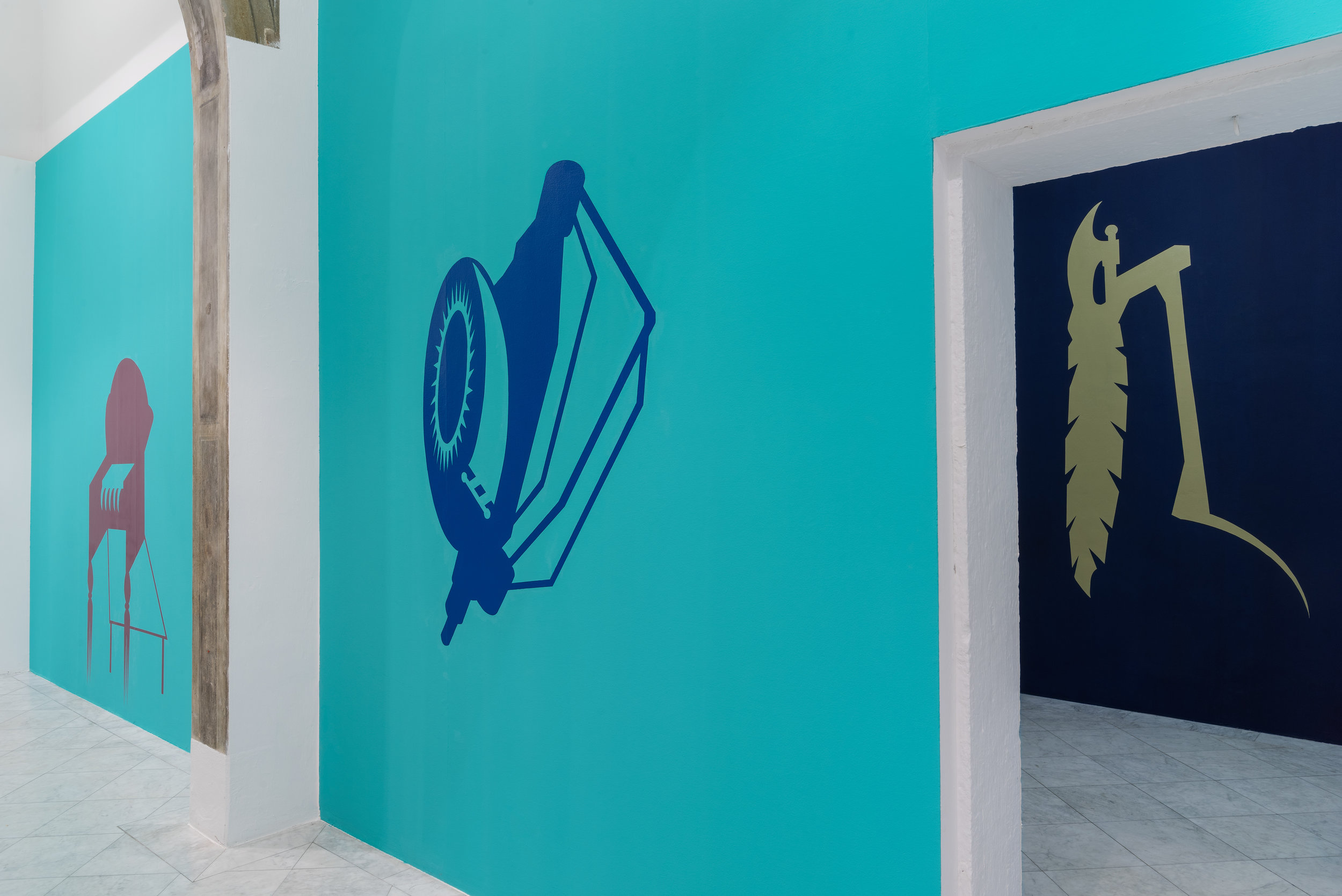  Renovabitvr, acrylic colors, 2015. Installation view at Villa Romana. Photo credit: Elzbieta Bialkowska. 