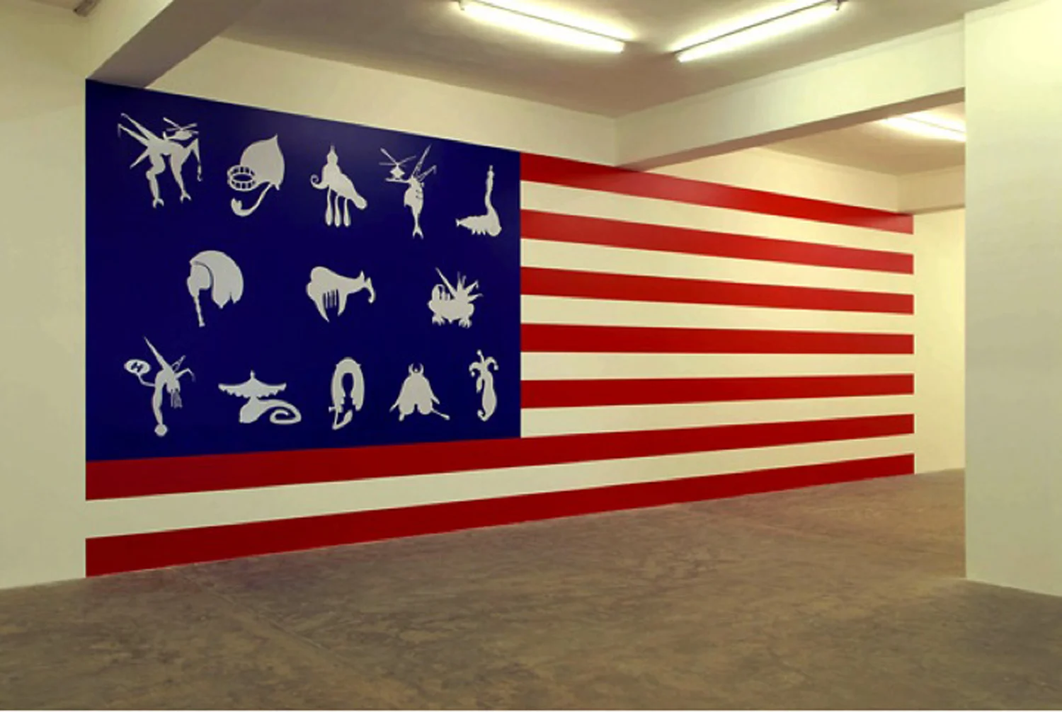 The New World, 2006, acrylic colors. Installation View, Sfeir Semler gallery, Beirut, Lebanon, 2007