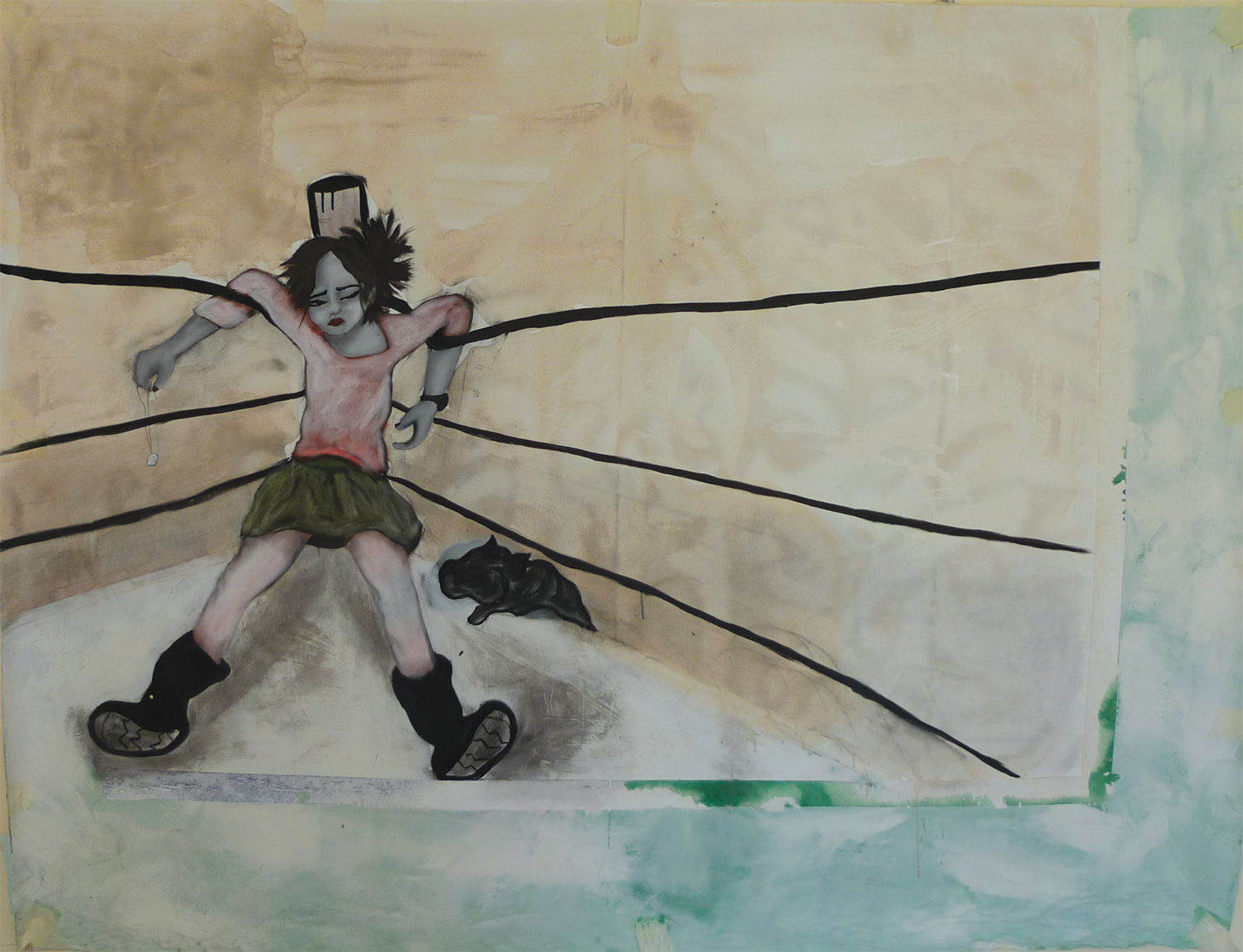  Knocked Out, 2009, acrylic paint on canvas, 156 x 204 cm 