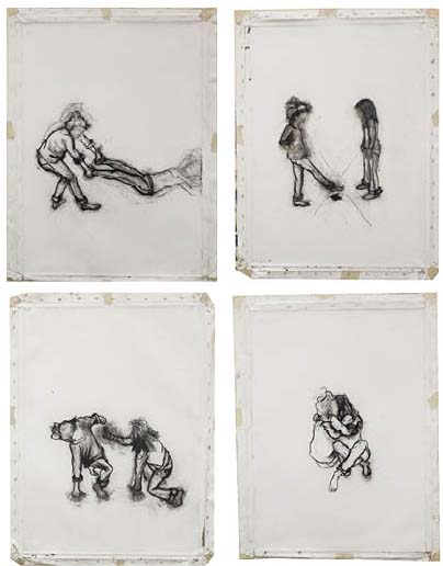  From series Make Room For Me, 2013, charcoal on canvas, 70 x 50cm each   
