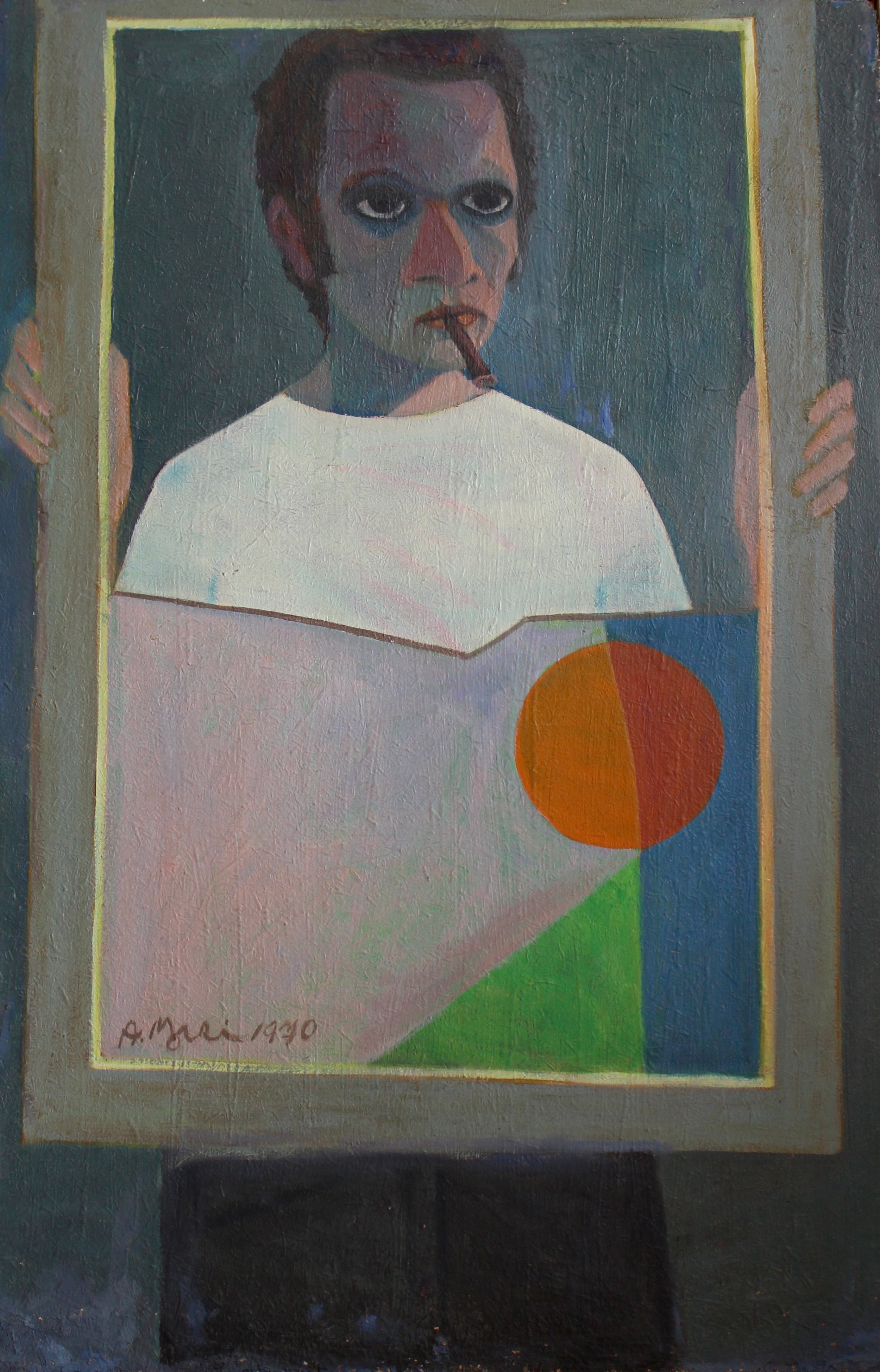  Portrait of the Artist with a Broken Mirror, 1971, Oil on wood, 124 x 81 cm  