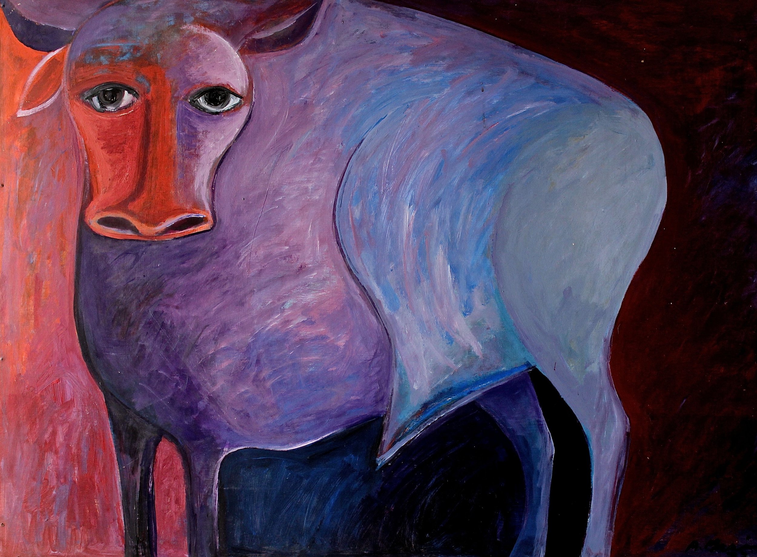  The Bull, 1973, Oil on wood, 120 x 90 cm  