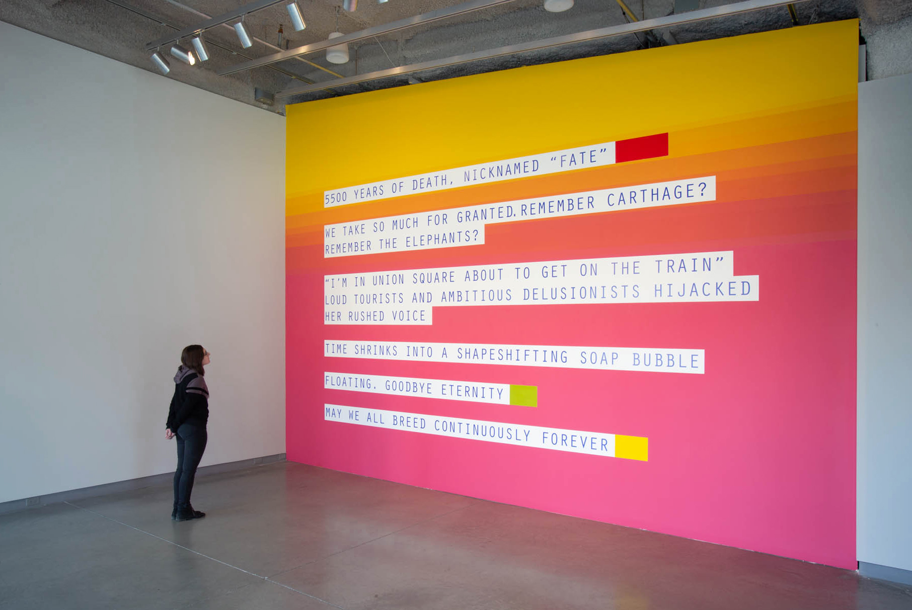  Eternity,&nbsp;2018,&nbsp;Acrylic, vinyl, and text.&nbsp;Dimensions variable.&nbsp;Commissioned by University Galleries of Illinois State University, Normal, Illinois, USA. 