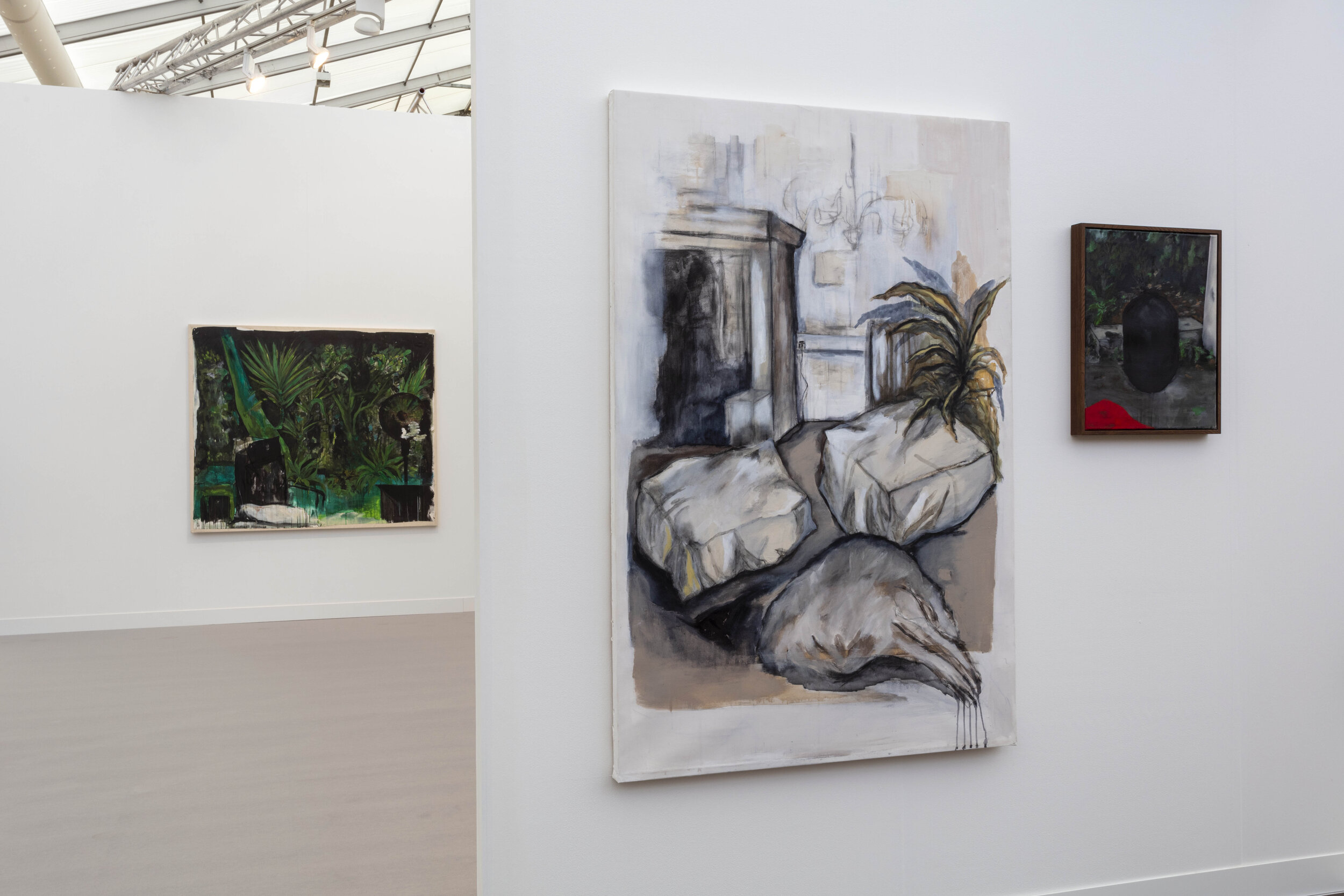  Installation View of Jungle (h135x w165cm), Living Room 2 (150 x 100 cm ) and MonolithIII each mixed media on paper 