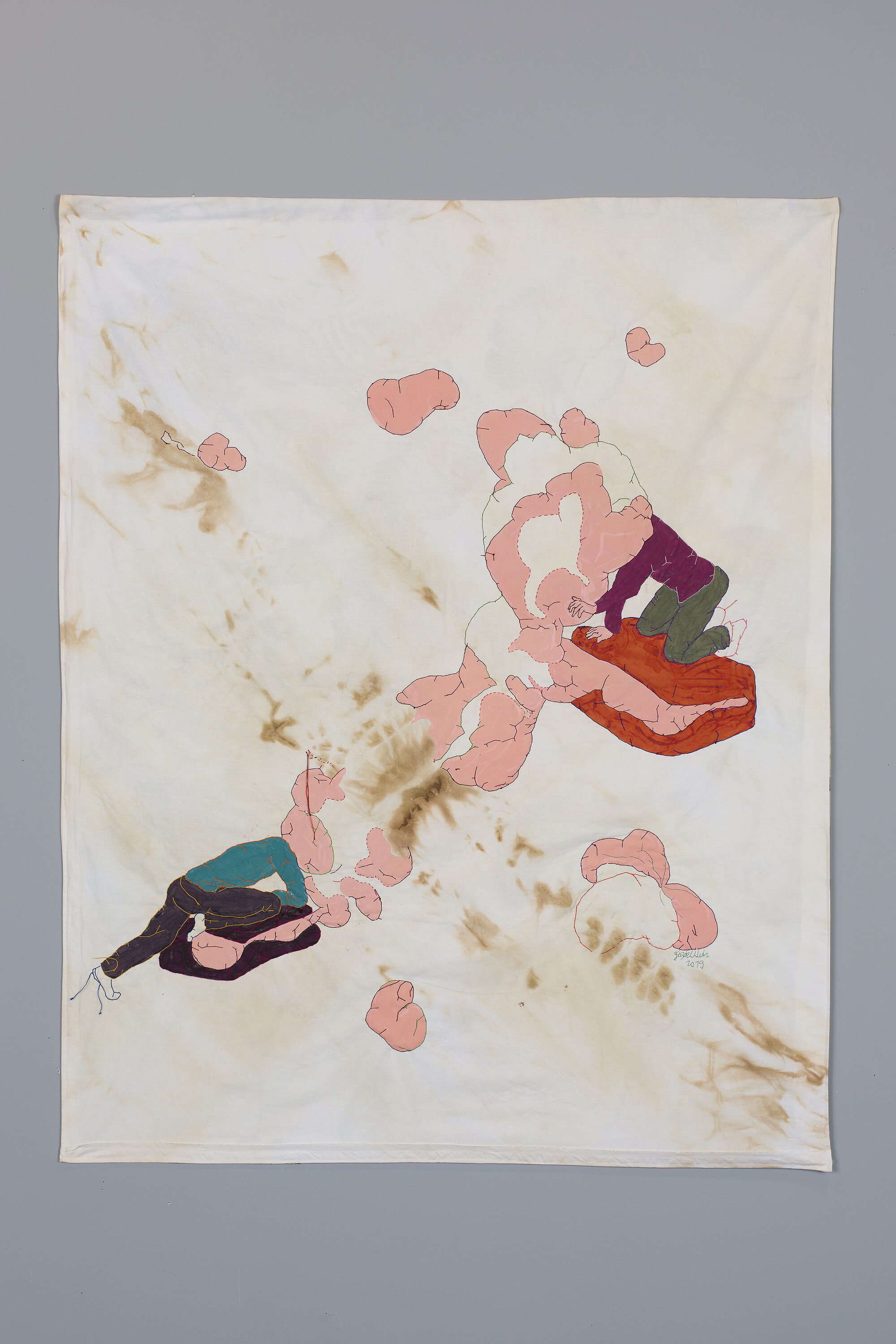  PAULOWNIA (Paulownia tomentosa),  2019, Stitching and painting on duvet dyed with plant extract &amp; patchwork with fabric, 115 x 92 cm 