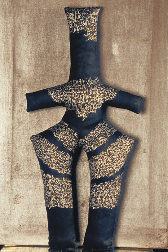  Bounty Dolls (detail), 2006, installation of 48 stuffed fabric dolls, acrylic paint, text, 37 x 24 x 2 cm (each) 