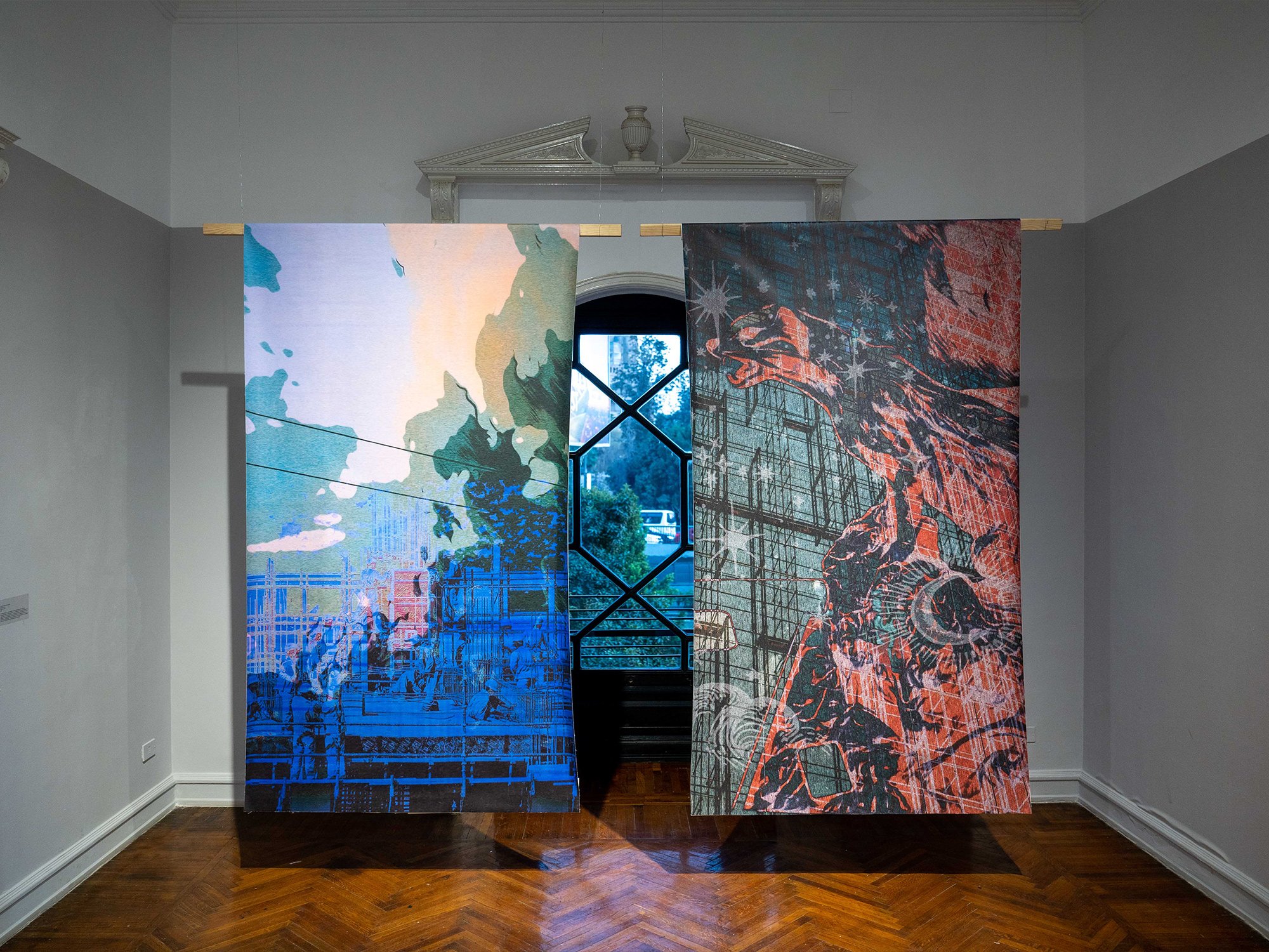  Upon the margins of dream land, print on Canvas, 230 x 120 cm each, photo courtesy of Soma Gallery, 2021 