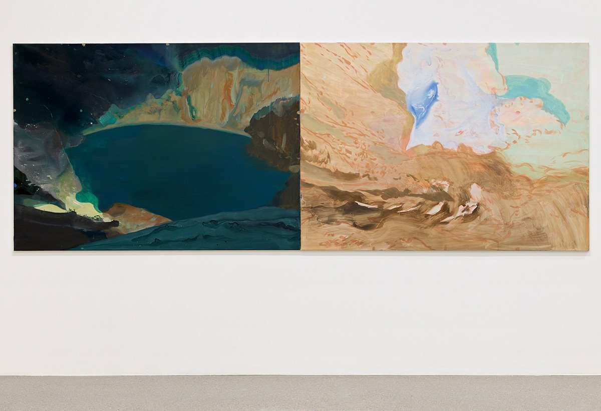 Shoreline, 2023, diptych, acrylic on cotton, 130 cm x 360 cm.