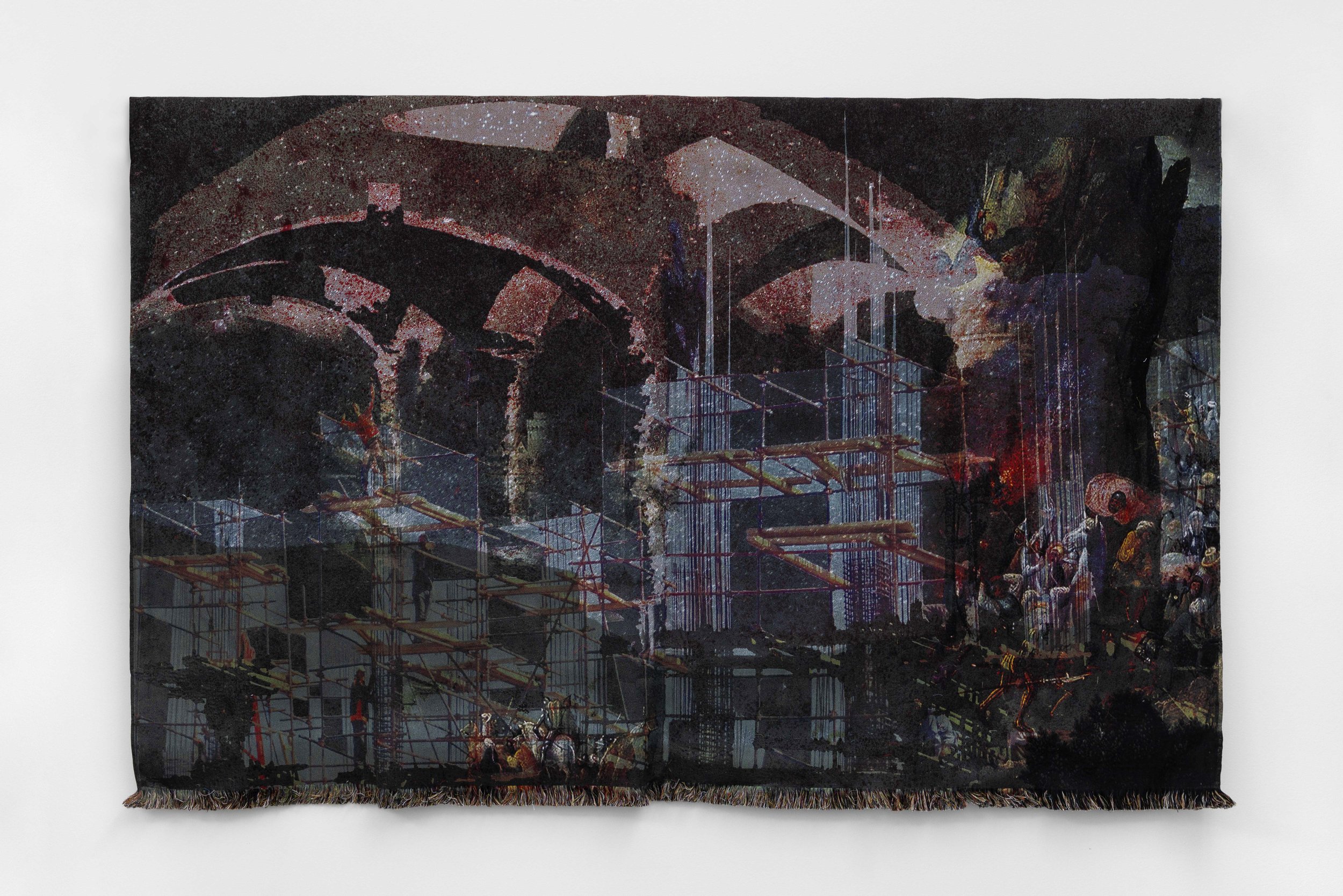 The flow of Hidden Waters , 2024, jacquard-woven tapestry crafted from wool, cotton, and lurex, 150 × 250 cm