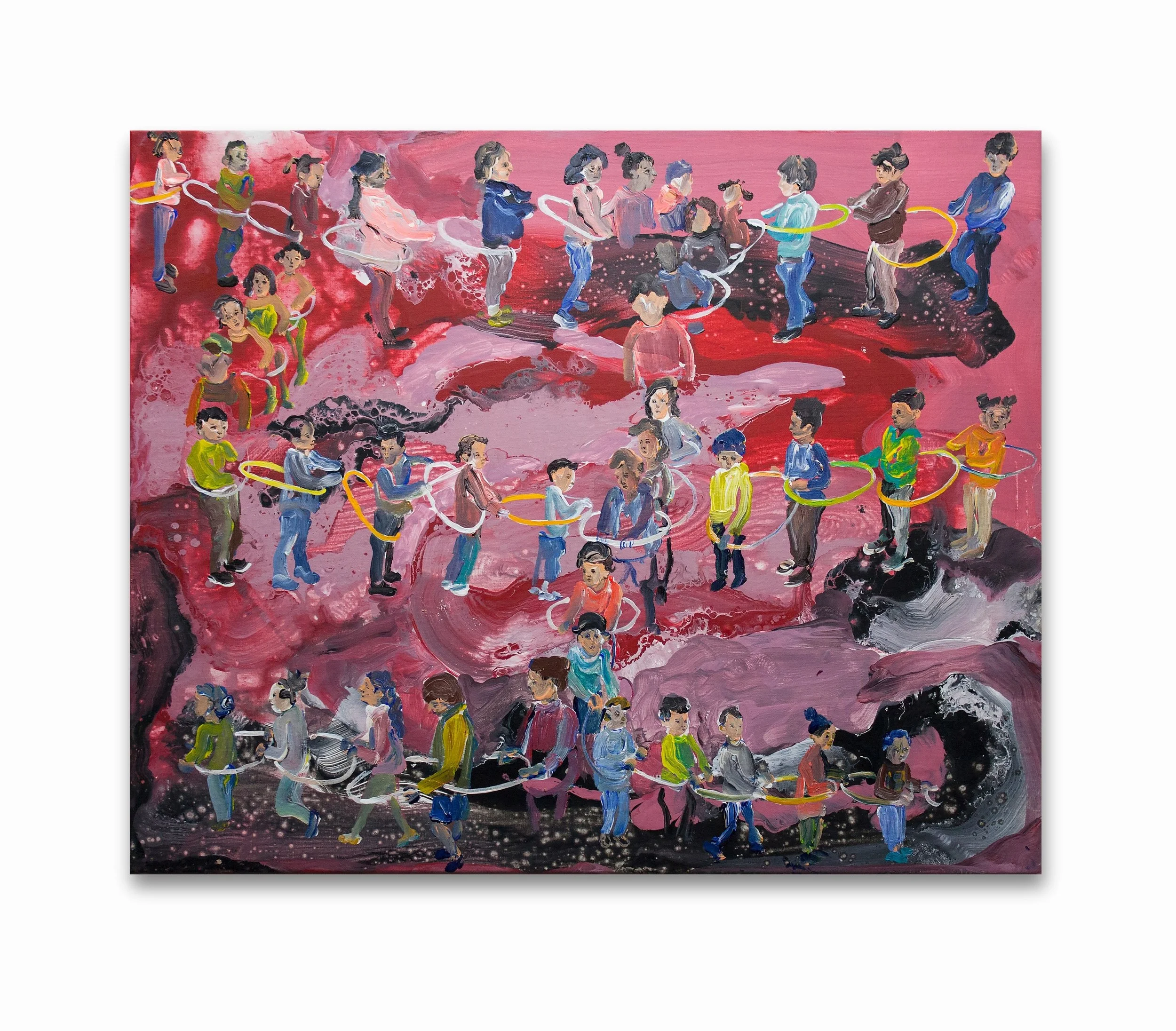  Hula Hoop Labyrinth , 2018, Acrylic on canvas, 45 x 55.5 cm 