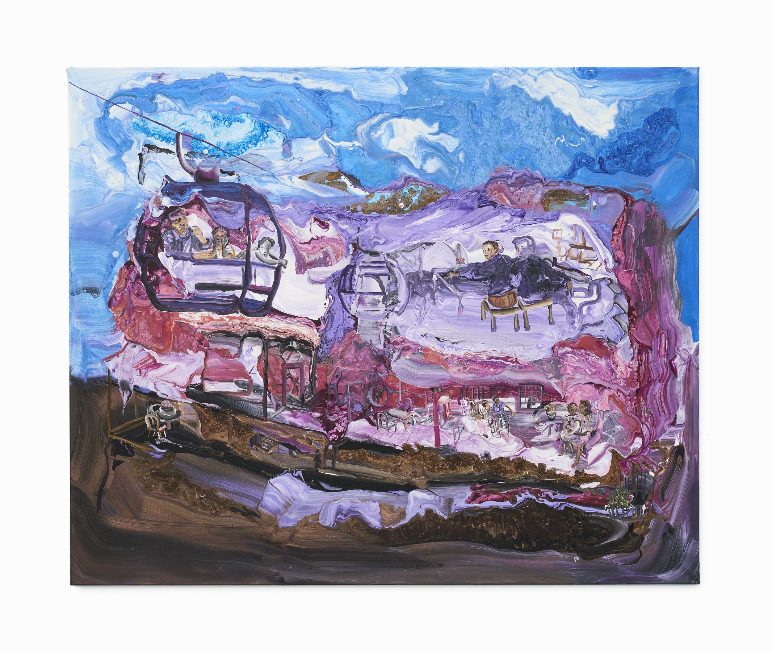   Dream Home with Cable Car , 140 x 170 cm, Acrylic on Canvas, 2021 