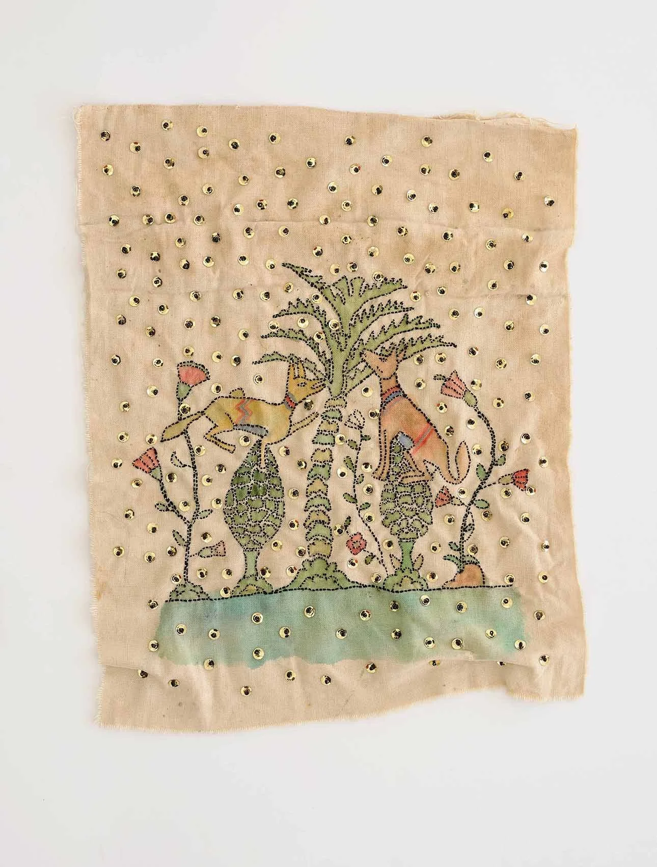   Storyteller , 2018, embroidery and watercolor on textile, dimensions variable 