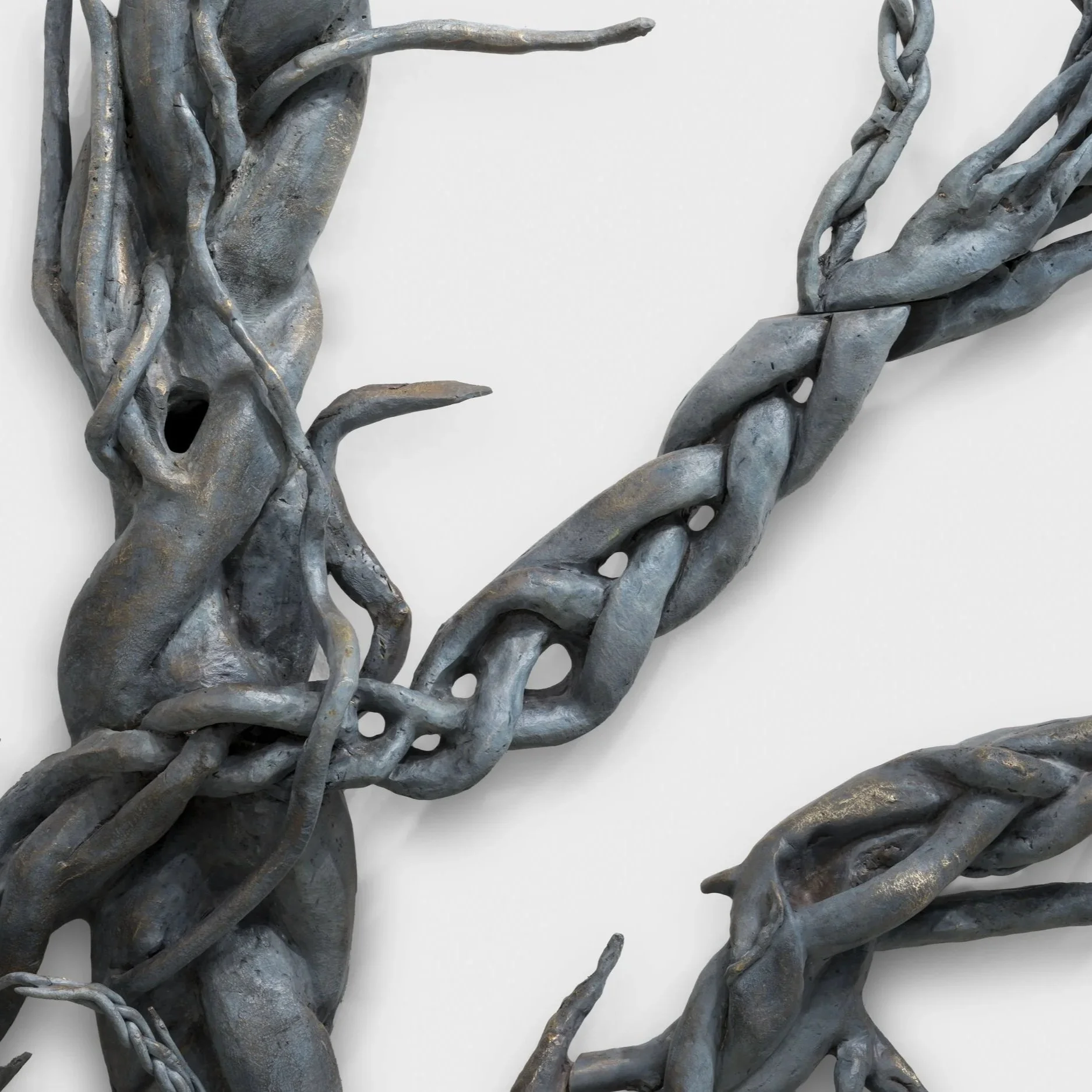  Installation view from Art Basel, Basel, 2026  Featuring  Plot Twist,  2026, cast bronze and grey patina. 350 x 574 x 12 cm. 