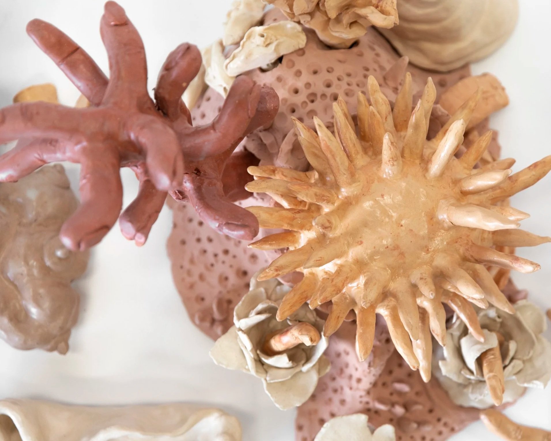   Counting Fingers  (details) at 421, Abu Dhabi, UAE, 2024.     Ceramic objects 