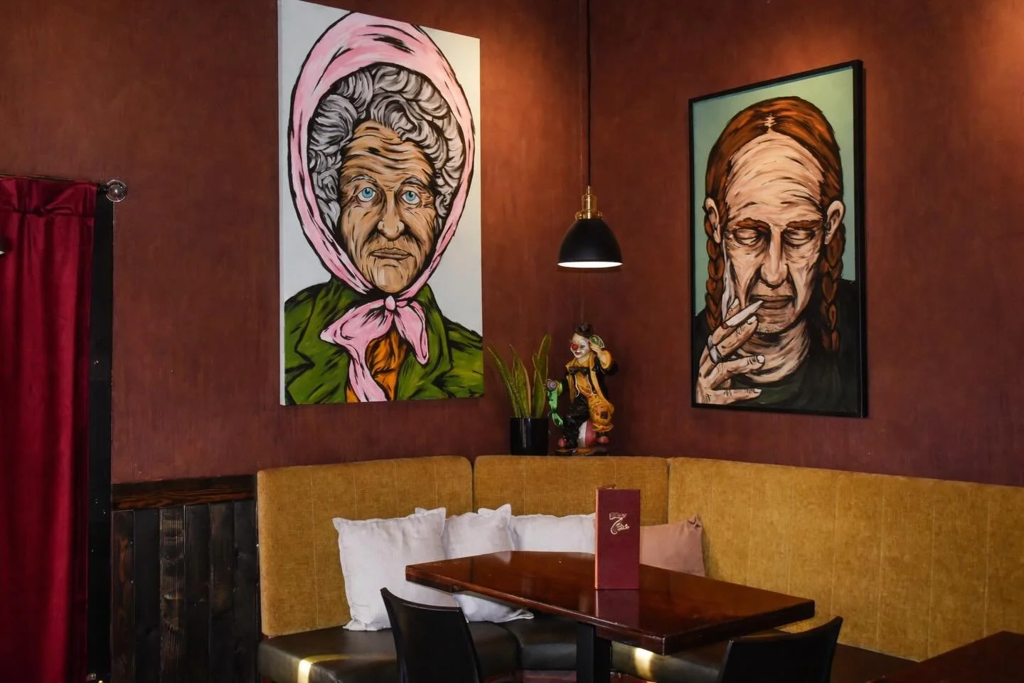 come drink &amp; gossip under the watchful eyes of your elders (available for adoption&hellip;aka all art is for sale!)