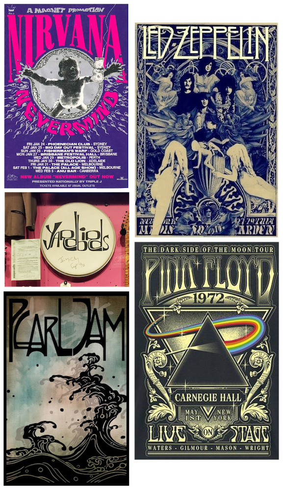 So, only the top left Nirvana poster and the second left photo (Yardbirds) is actually from the Cleveland Rock and Roll Hall of Fame, but seeing it inspired me to look into other posters from the genre. The typography is pretty spectacular, no? Look at that intricate detail in the illustrations - this is what the essence of cool (once) looked like, but it's also timeless.