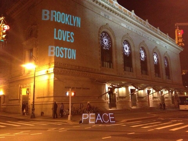Photo: Lucky Tran . Light projection: The Illuminator and NYCLightBrigade