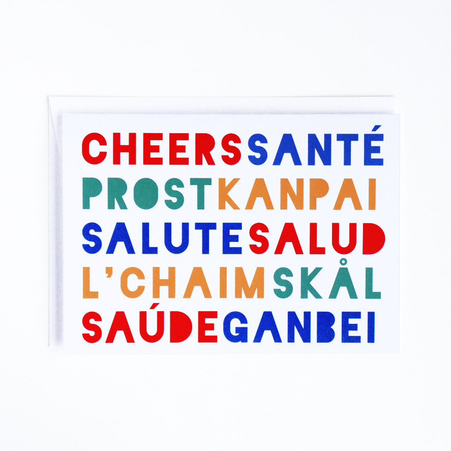 Cheers Around the World greeting card. Designed by Plate & Pencil.