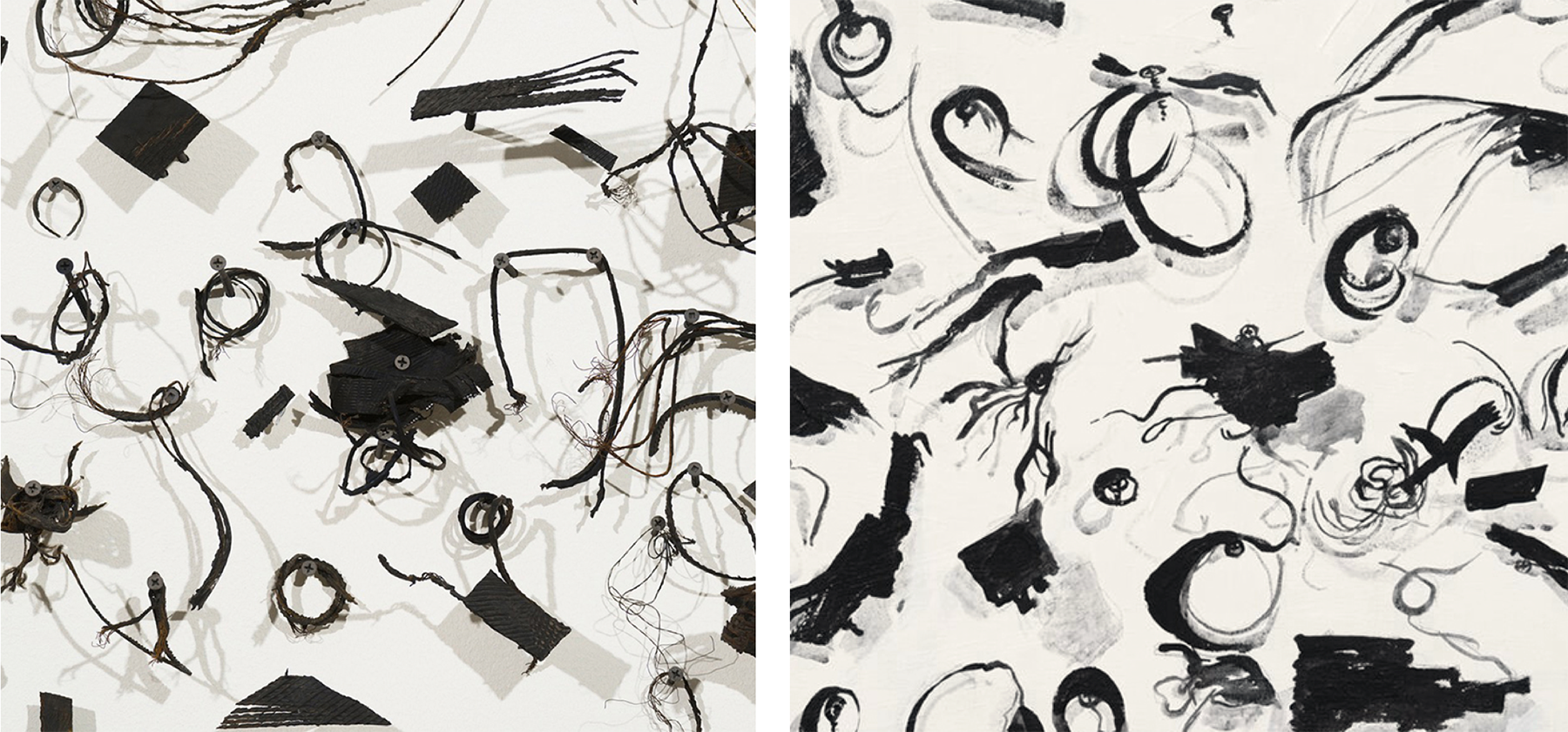 RESIDUE (detail) installation and RESIDUE TOO (detail) painting