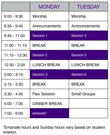Click to see a larger version of the schedule.
