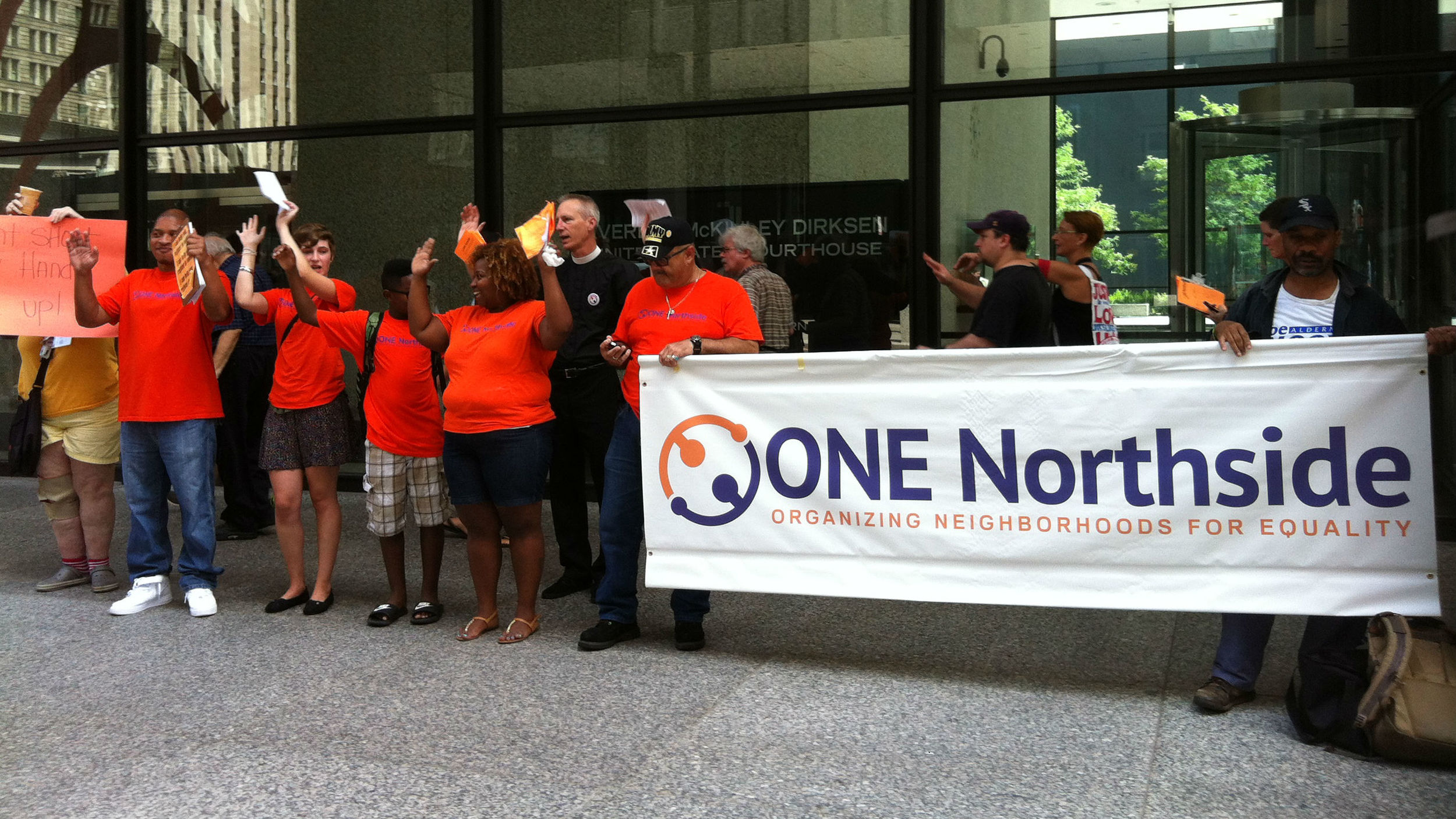 Action in front of the Dirksen Federal building Chicago, IL.