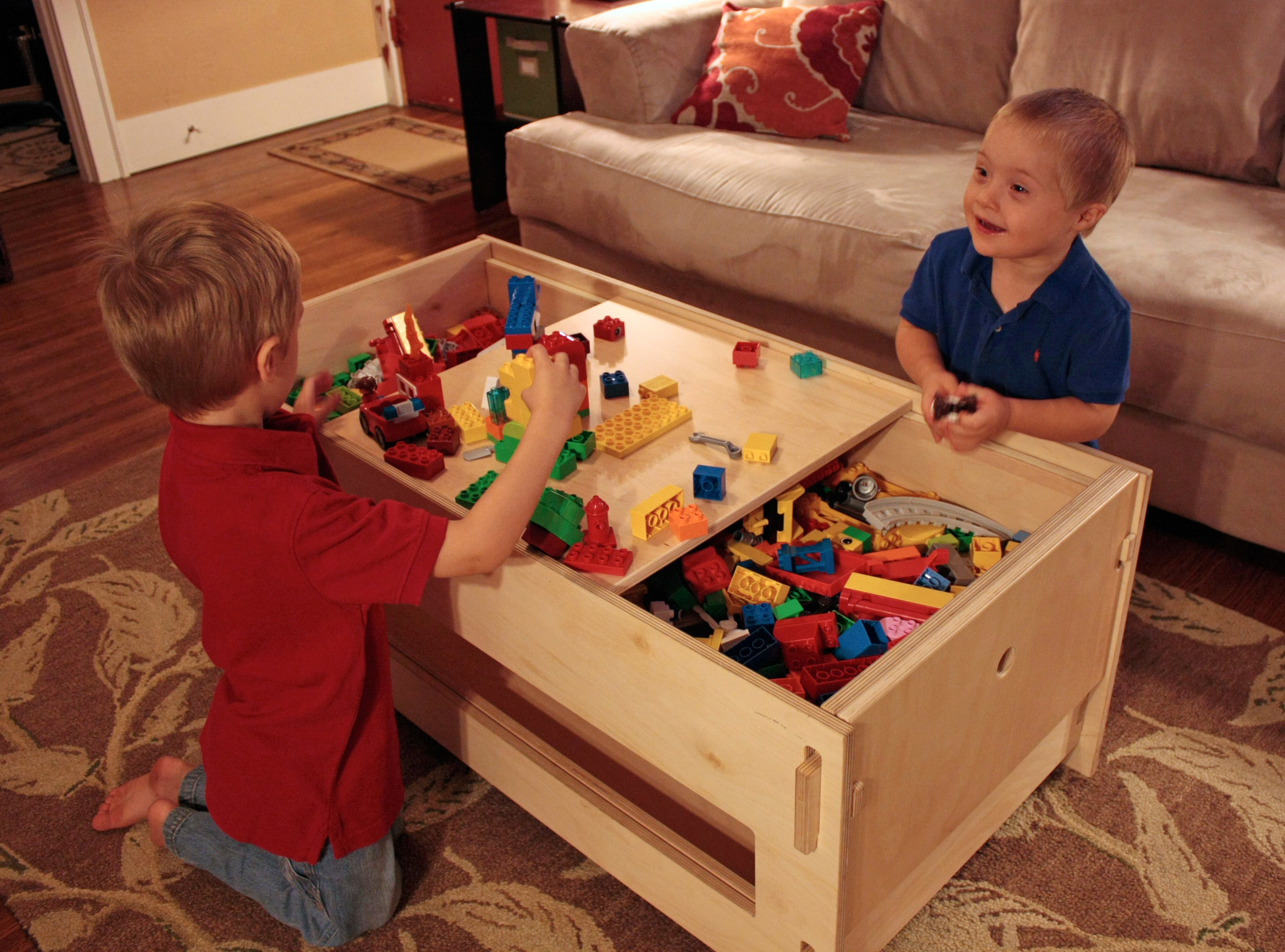  Lego Storage Table with Shelf - filled with Duplo 
