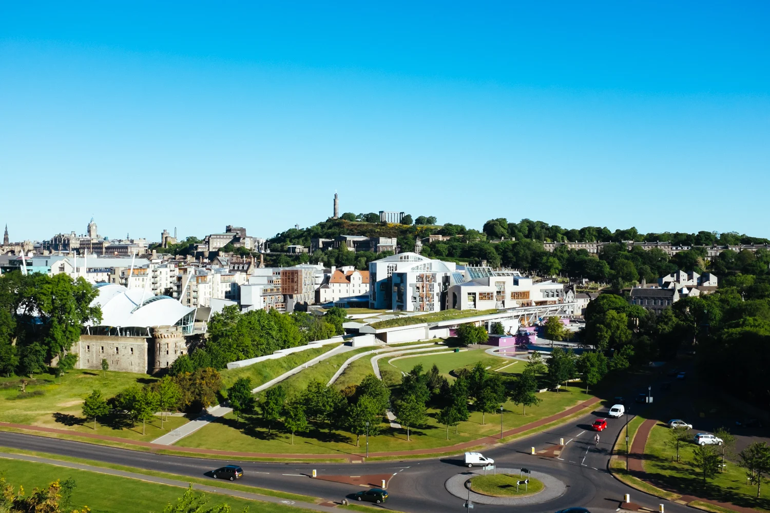 The Scottish Parliament as seen from the Salisbury Crags